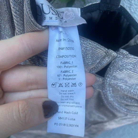 House of CB Luisa Sparkle Bodycon Bustier Silver Sexy Cocktail Glitter dress - Picture 10 of 12